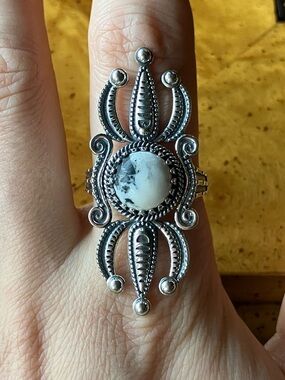 White Buffalo Turquoise Sterling Silver Ring Size 10